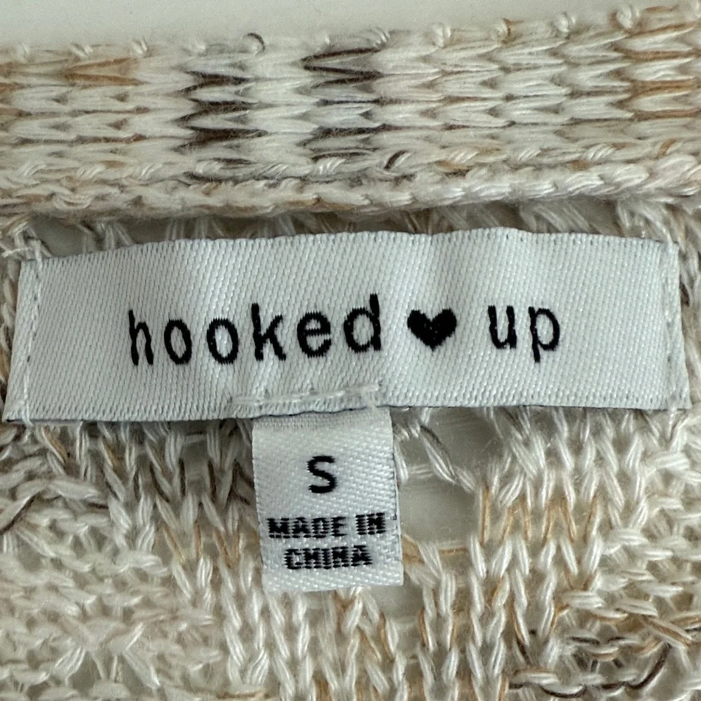 Hooked Up by IOT Cream Open front Duster Cardigan